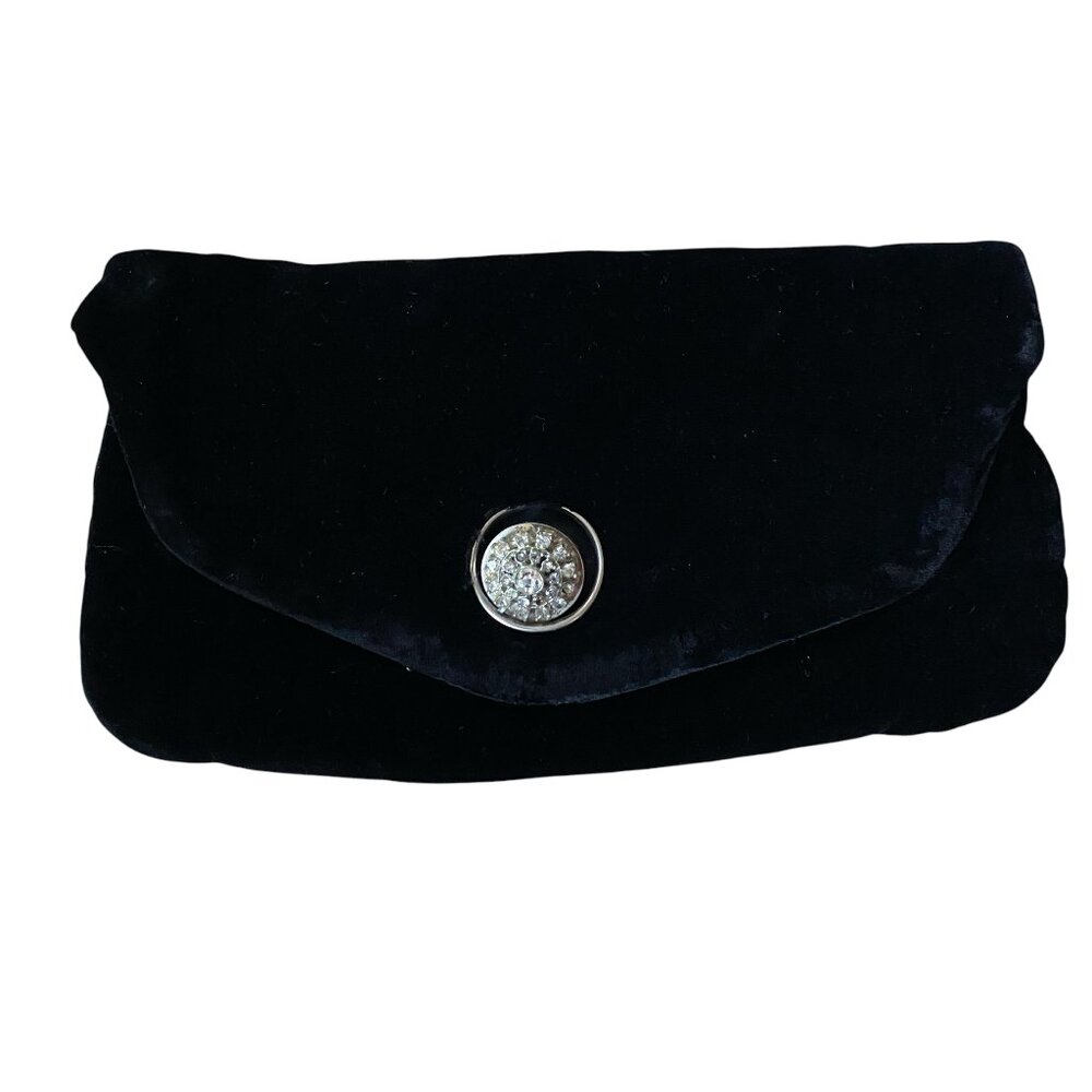 Vintage Handbags by G.D.K. women's black velvet clutch bag purse handbag